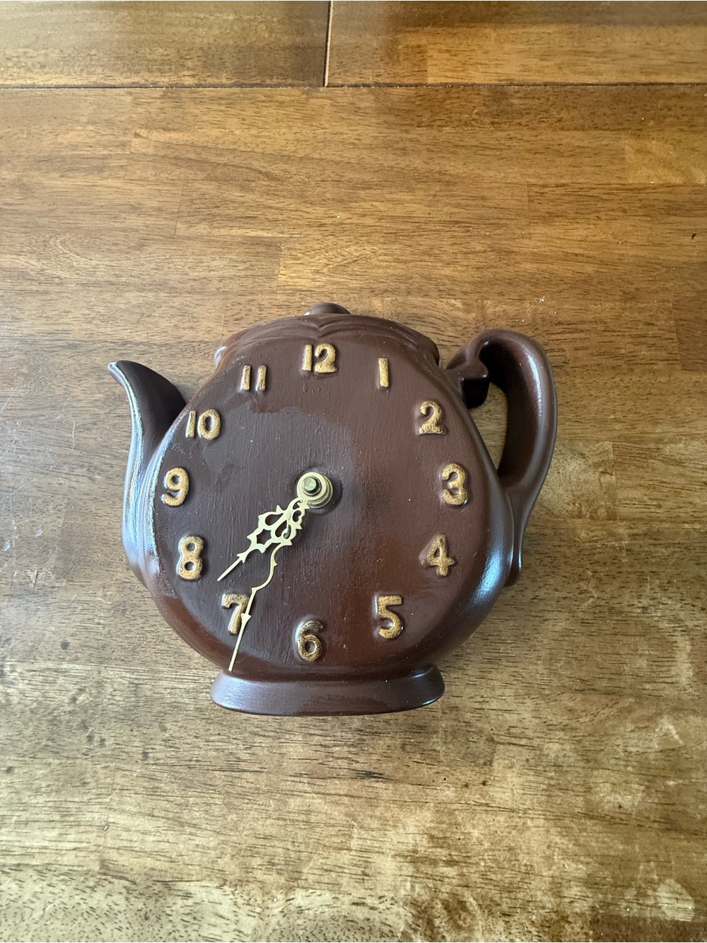 Vintage MCM Brown Teapot Clock Battery Operated
